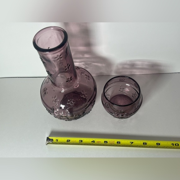 VTG Crownford Giftware Purple Amethyst Glass Decanter & Cup Made in ITALY 1983 - Picture 11 of 12